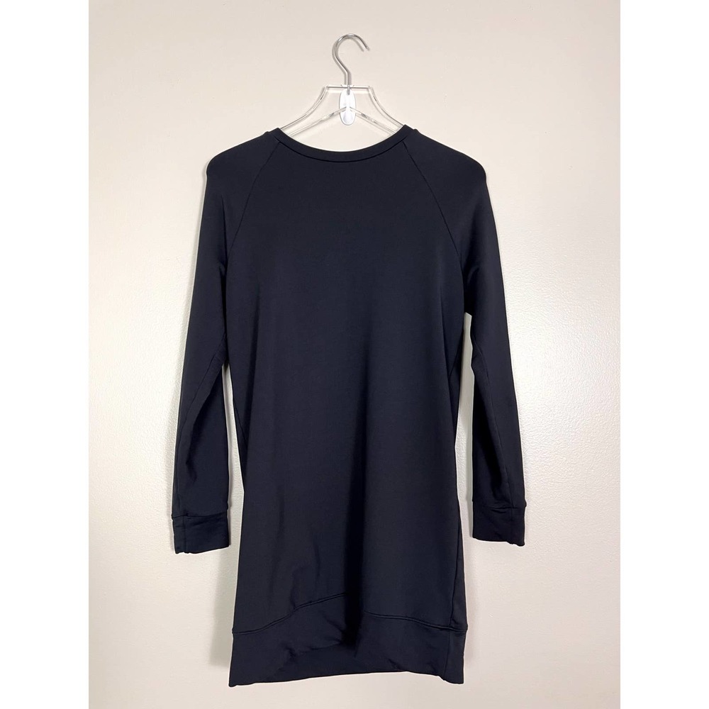 Athleta Black Snappy Sweatshirt Dress Athletic Casual Long Sleeve Size XS